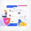 Depicting the concept of pay-per-click advertising with a computer mouse cursor clicking on a search result link and currency symbols in the background.
                                                        