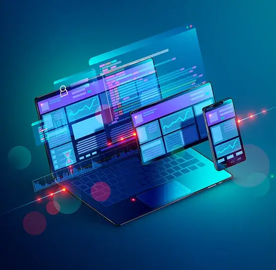  An image representing the process of web application development, featuring a browser window and web development tools.
                                                                